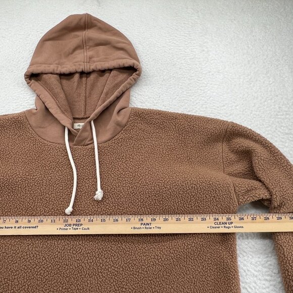Madewell Women's Tan Resourced Fleece Bubble-Sleeve Hoodie Sweatshirt Size Large - Picture 5 of 9